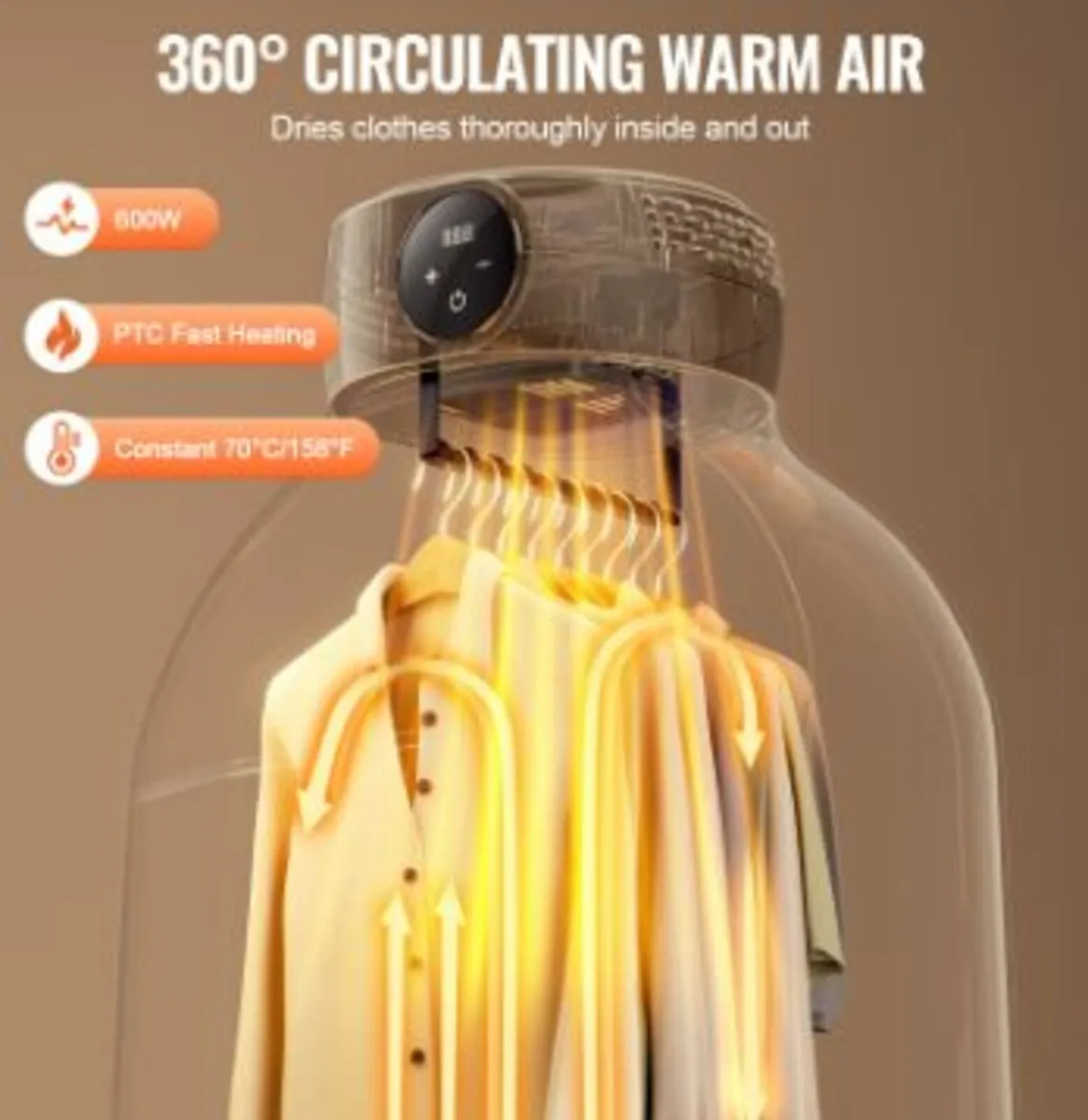 Portable Clothes Dryer PTC Heating & LED Display D - Image 3