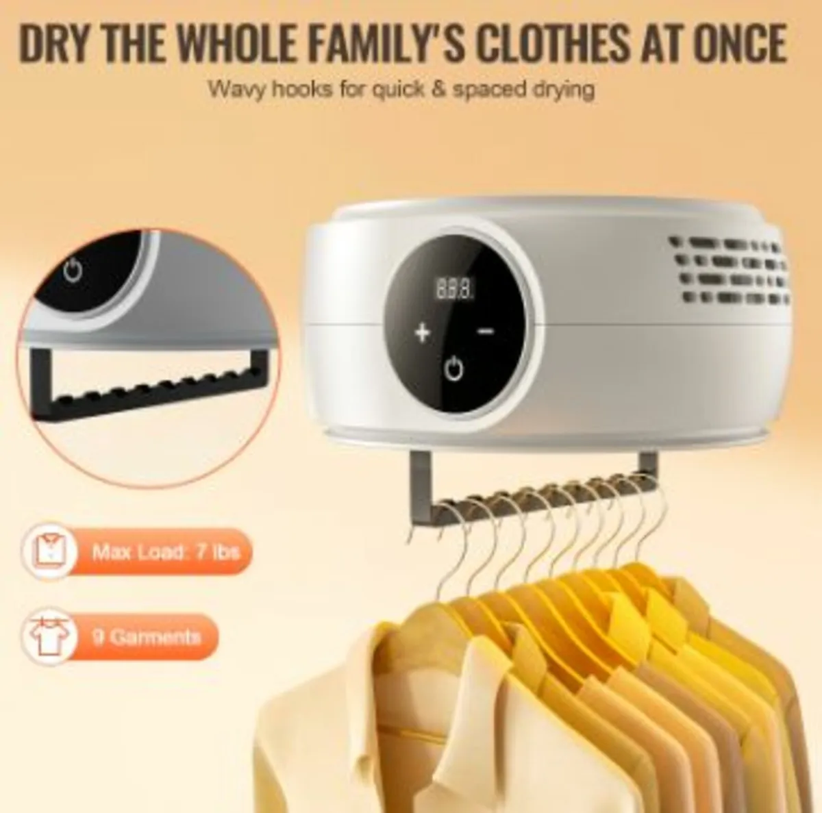 Portable Clothes Dryer PTC Heating & LED Display D - Image 4