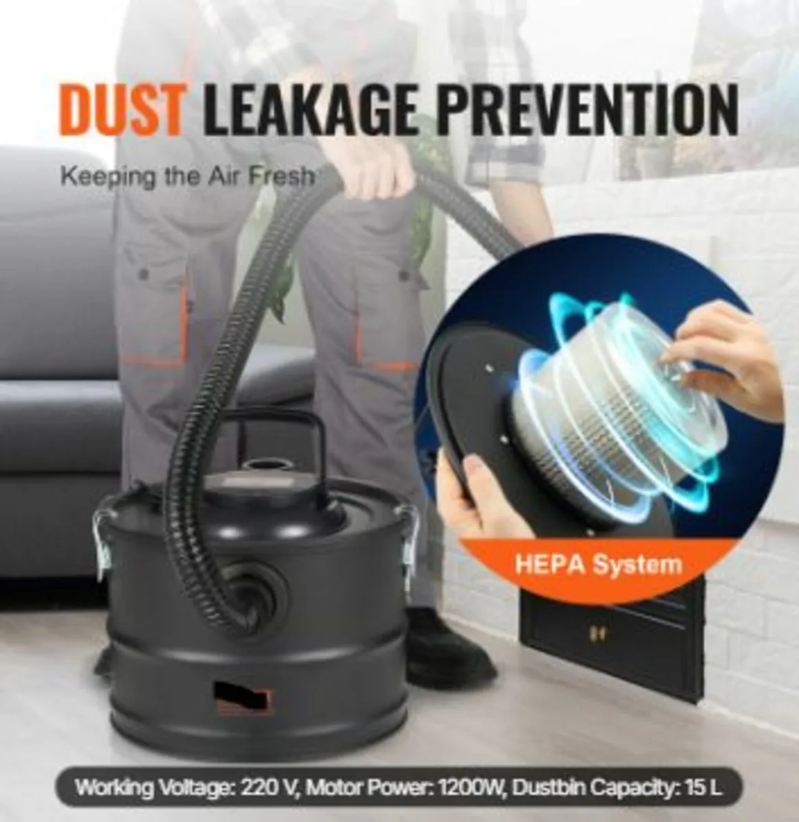 Ash Vacuum Cleaner 15L 1200W for Fireplaces - Image 4