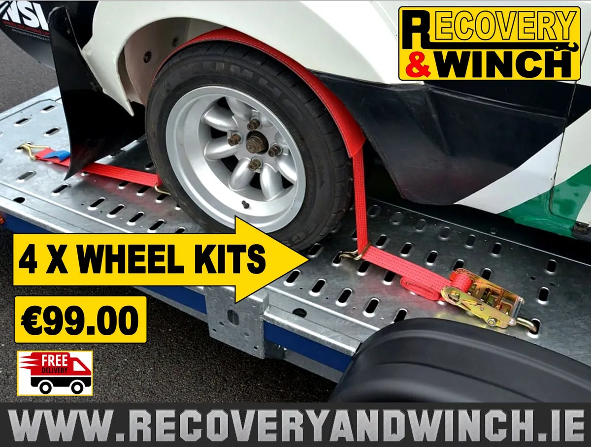 OVER-WHEEL CAR RECOVERY TRANSPORTER TRAILER STRAPS - Image 1