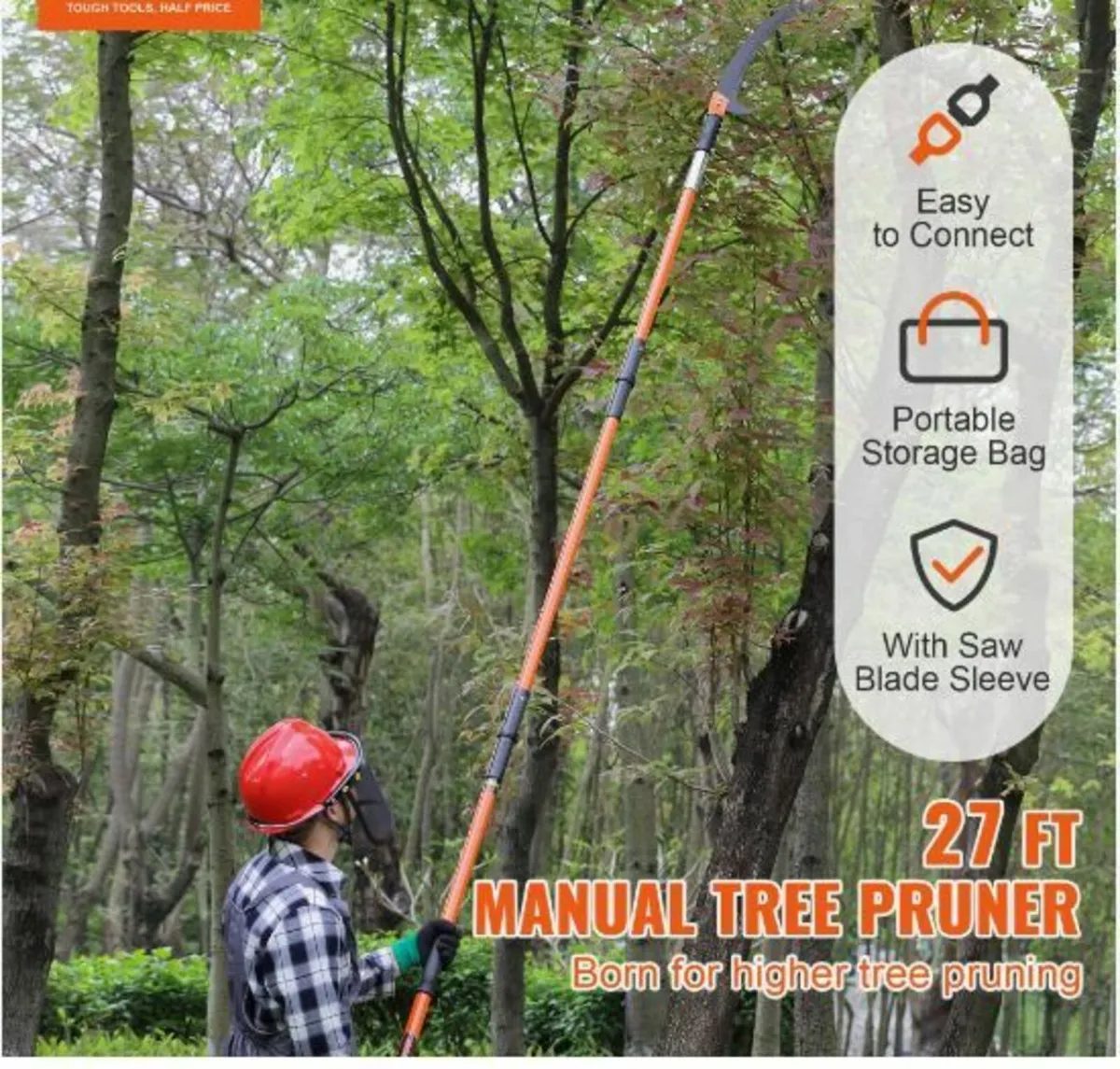 Manual Pole Saw, 7.3-27 ft Extendable - Image 2