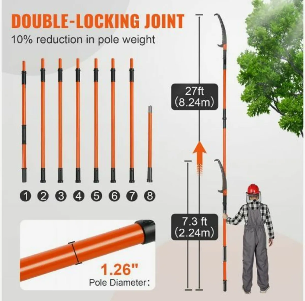 Manual Pole Saw, 7.3-27 ft Extendable - Image 4