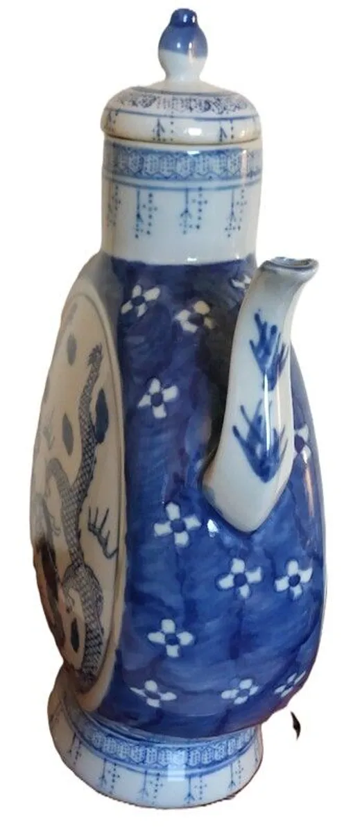 Qianlong Qing Dynasty Blue & White Porcelain Teapot - Image 3