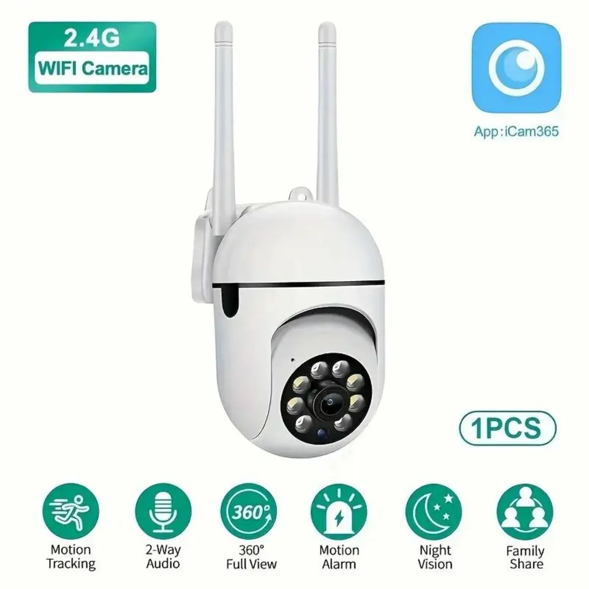 1pc YIIYRY White WiFi Smart Security Camera - Image 3