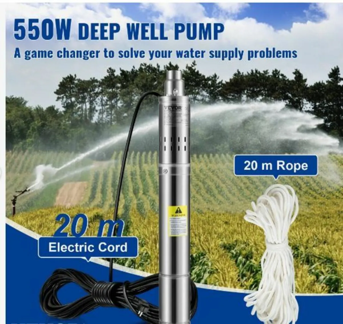 Deep Well Submersible Pump, 550W - Image 2