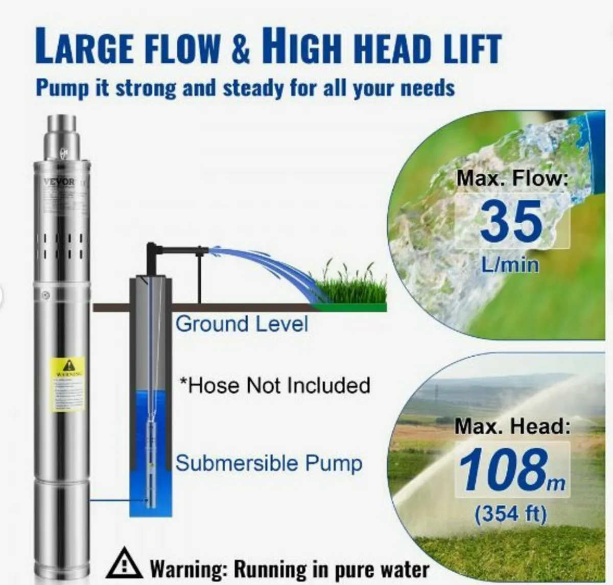 Deep Well Submersible Pump, 550W - Image 3