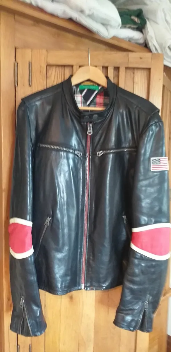 Black Leather Biker Jacket by Tommy Hilfiger - Image 1