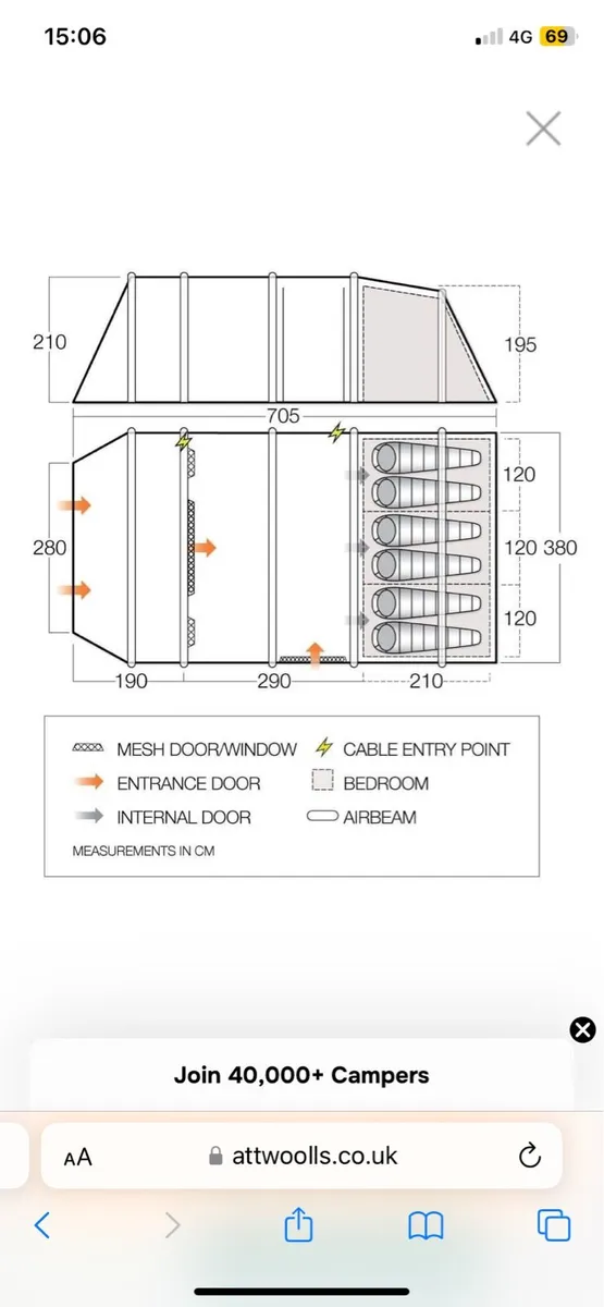 Vango air beam 6 man tent - Image 2