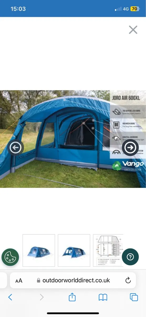 Vango air beam 6 man tent - Image 4