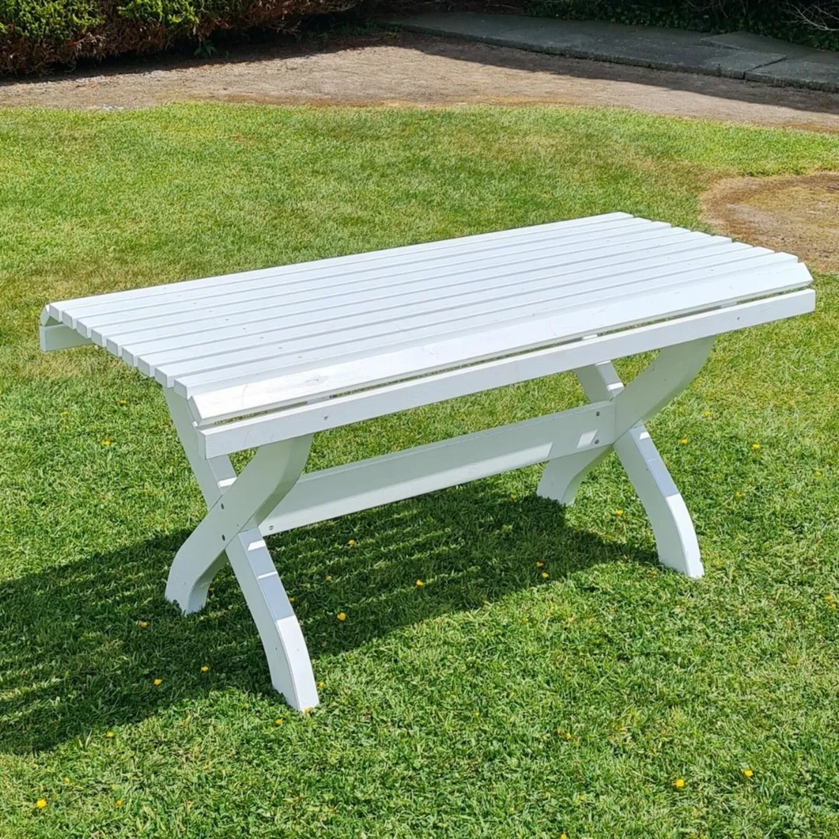 Timber Garden Table (White) - Image 4