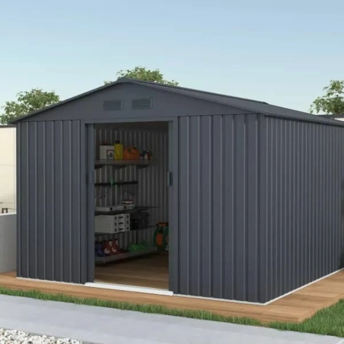 10″7′ x 9″1′ Metal Garden Shed – Heavy-Duty - Image 1