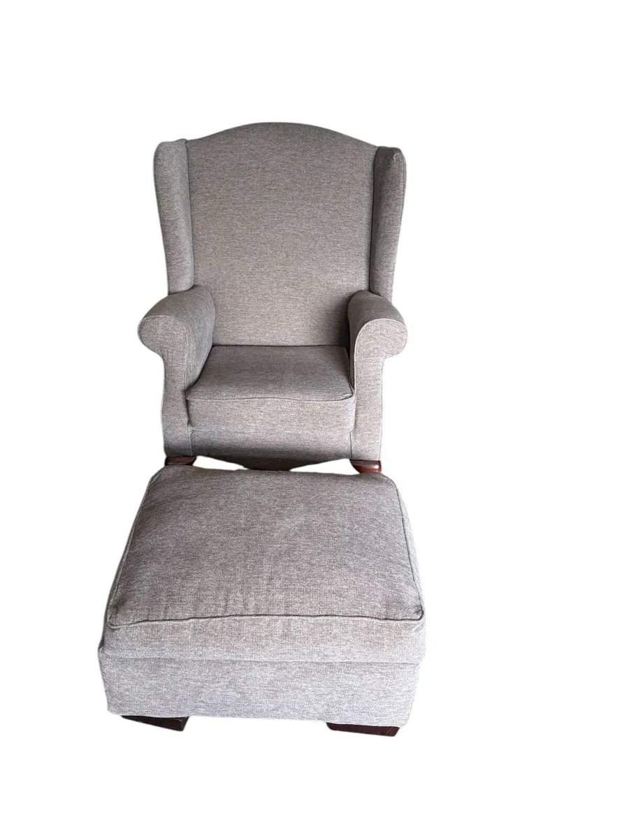 Queen Ann chair with footstool - Image 1
