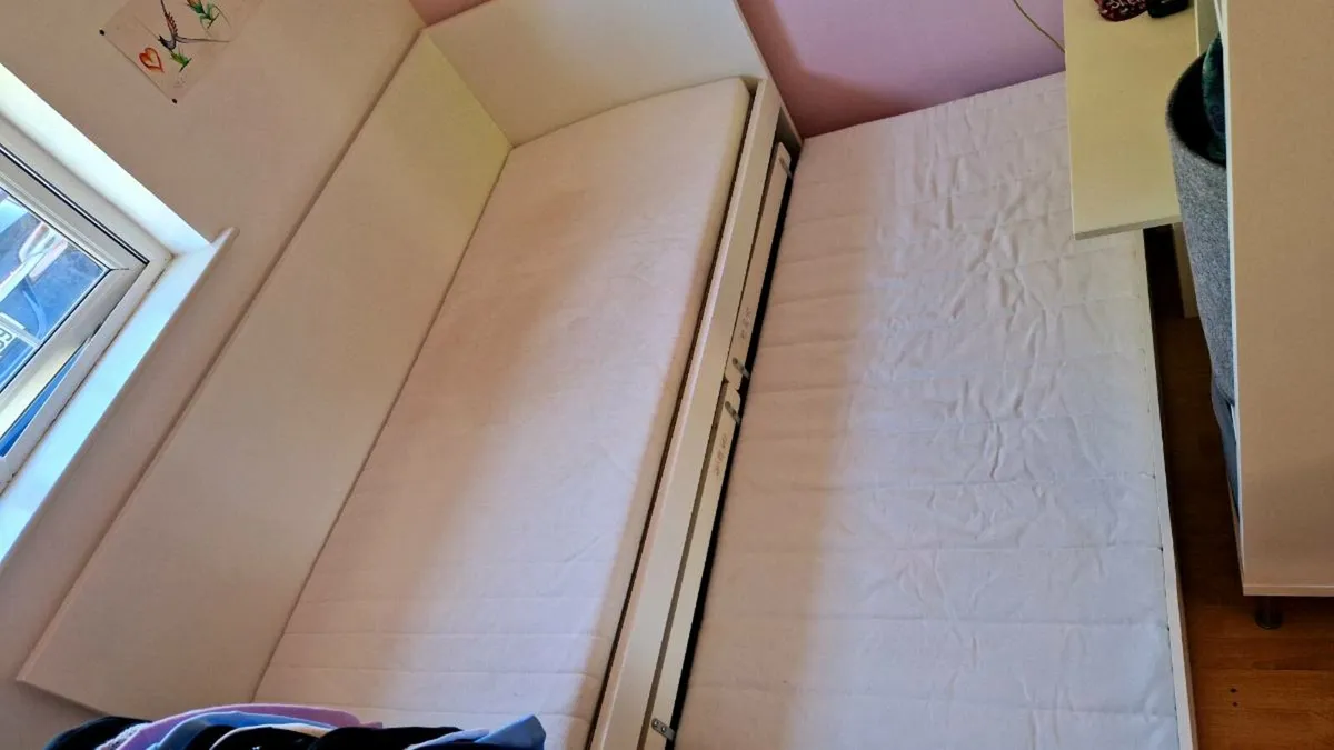 IKEA BED WITH UNDERBED (with 2 matresses) - Image 2