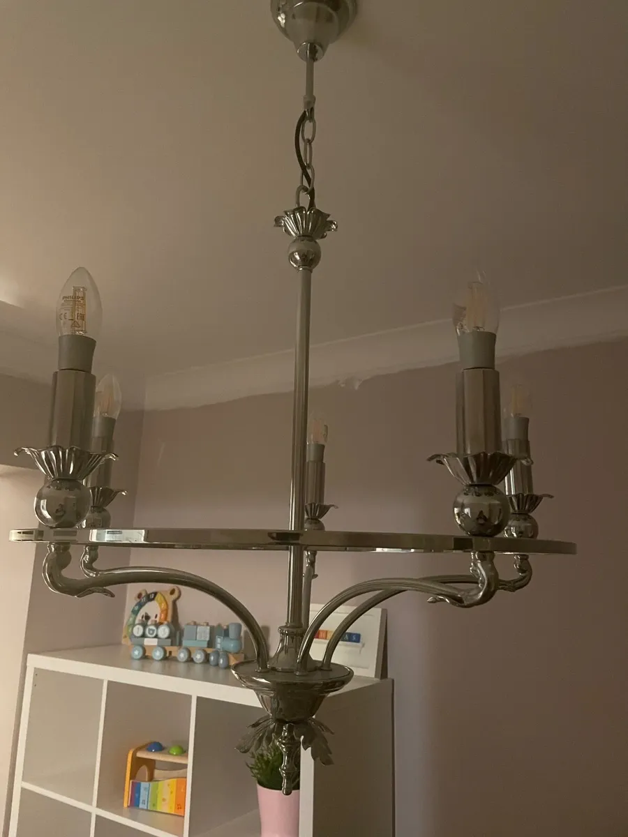 Nickel ‘Crown’ Chandelier - Image 2