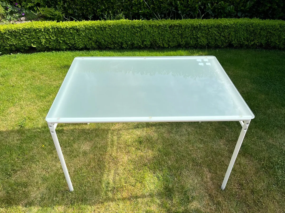 Glass topped steel table - Image 2