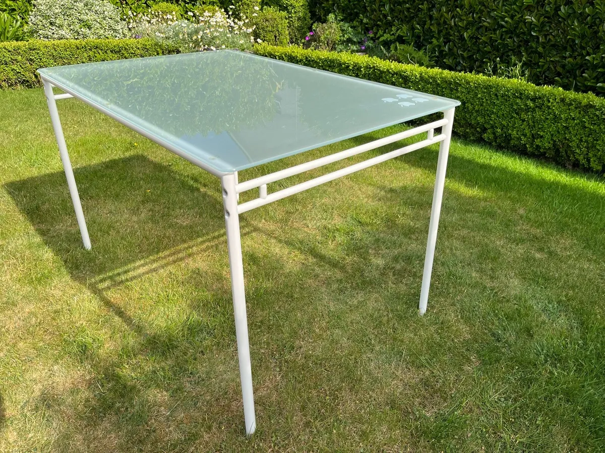 Glass topped steel table - Image 1