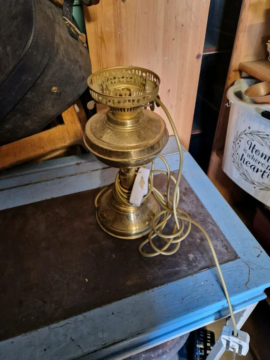 Vintage Brass Oil Lamp Converted - Image 1