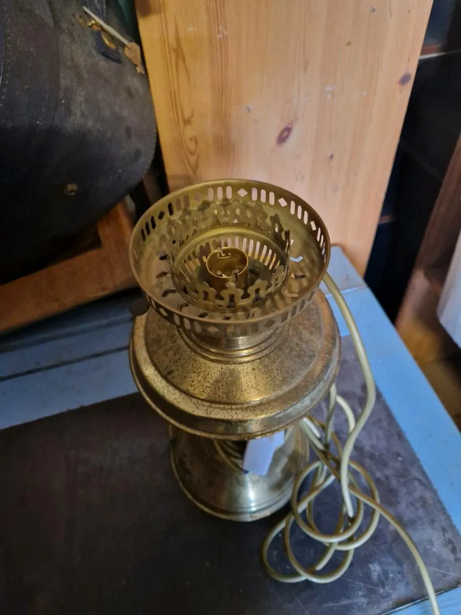Vintage Brass Oil Lamp Converted - Image 3