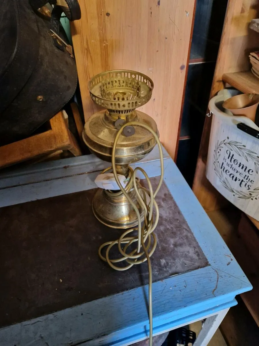 Vintage Brass Oil Lamp Converted - Image 4