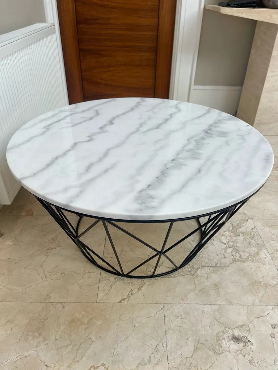 As New - Circular Marble Topped Coffee Table - Image 1