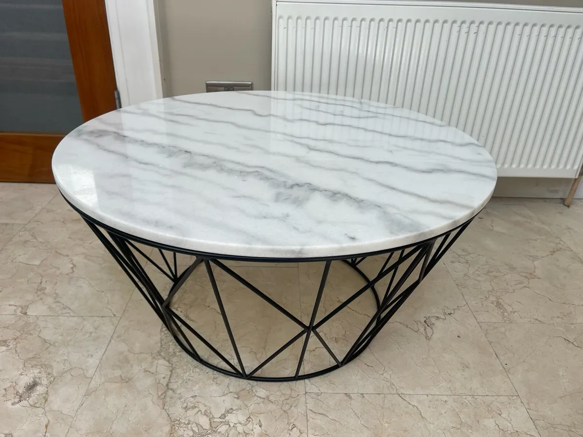 As New - Circular Marble Topped Coffee Table - Image 2