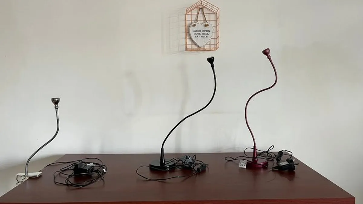 IKEA 3 x Led Work Lamps Set (Black,Silver,Pink) - Image 1