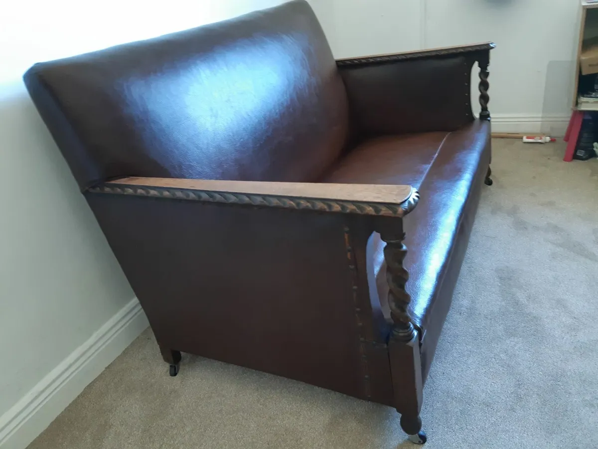 Lovely Edwardian Bergere Leather suite. - Image 4
