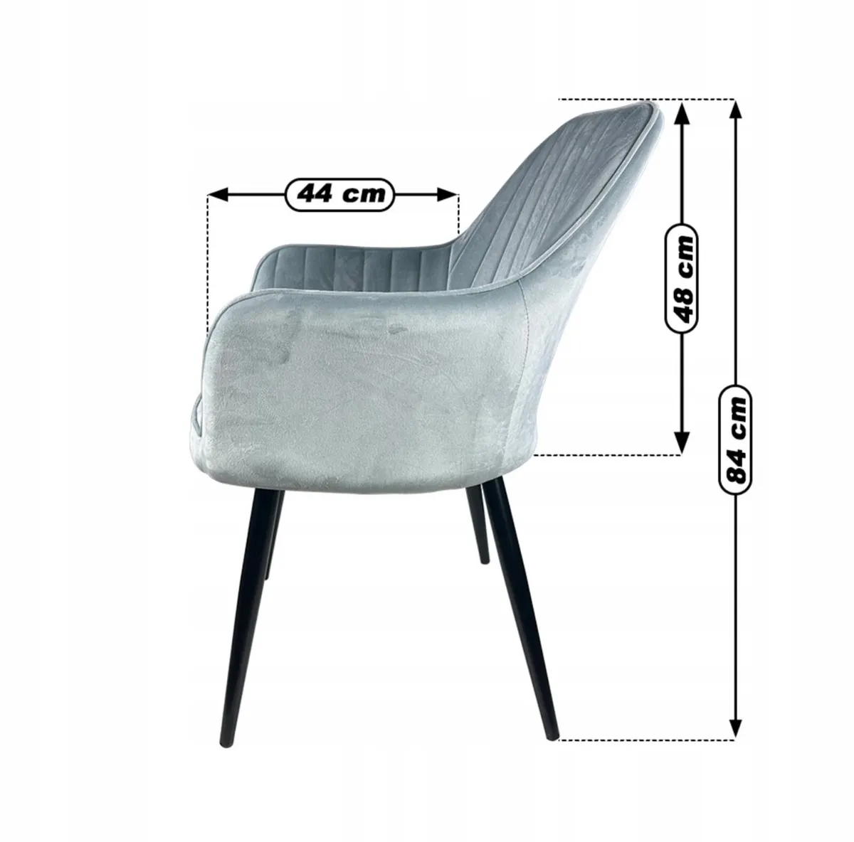 4x Upholstered Grey Velour Chairs - Image 2