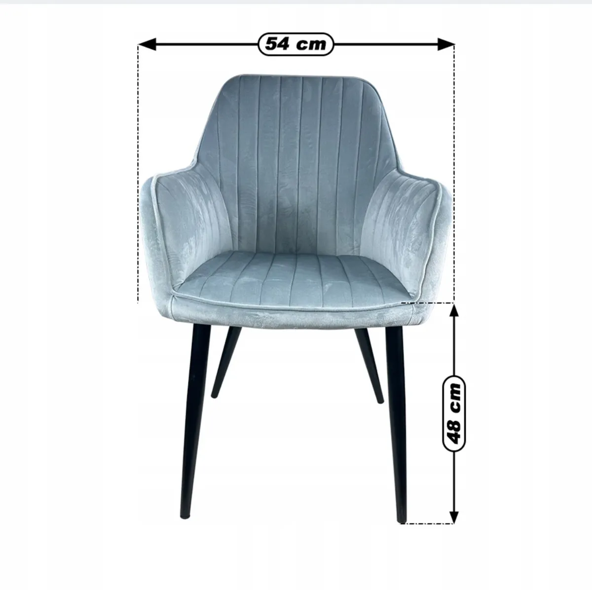 4x Upholstered Grey Velour Chairs - Image 3