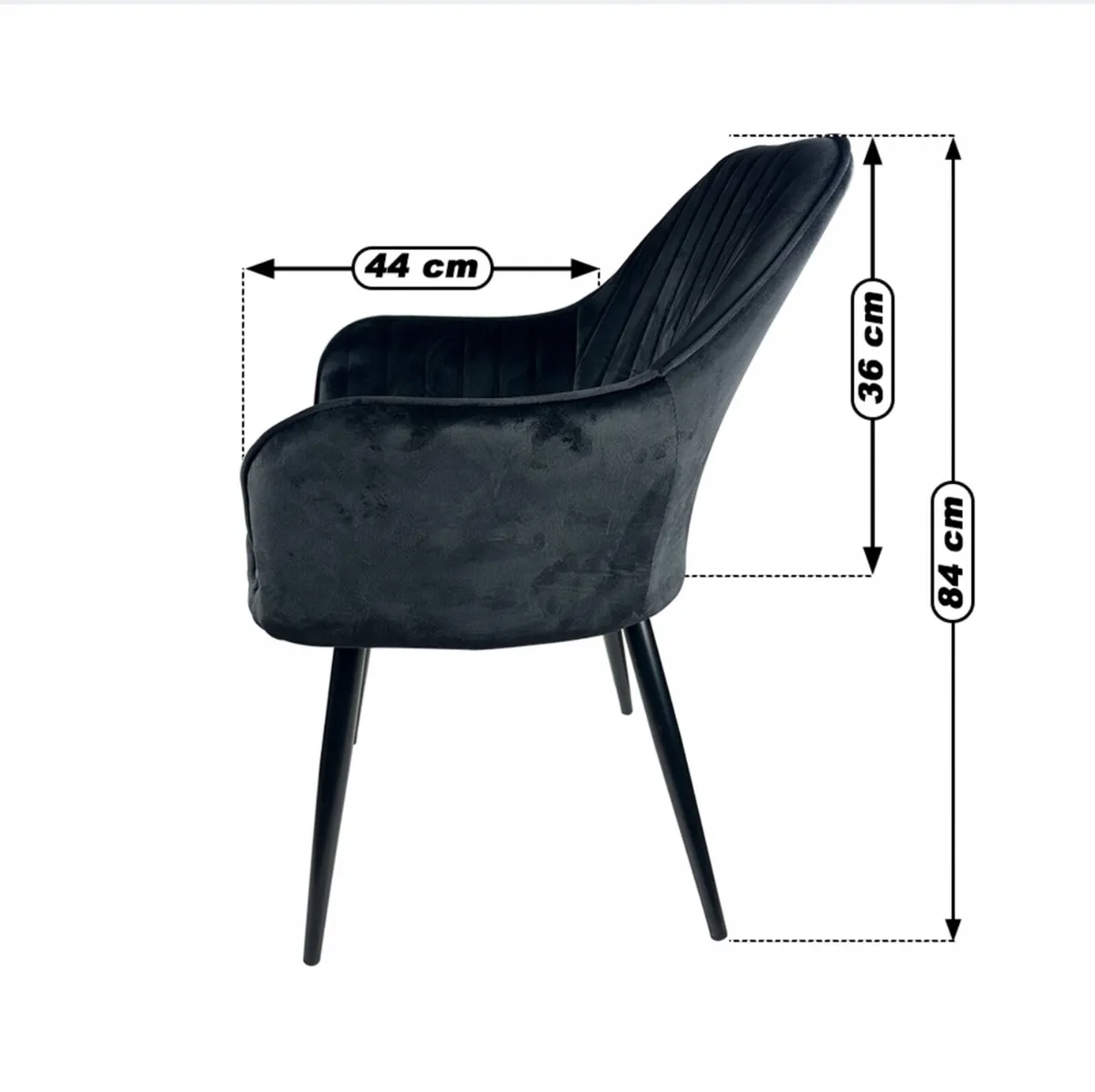 4x Upholstered Grey Velour Chairs - Image 4