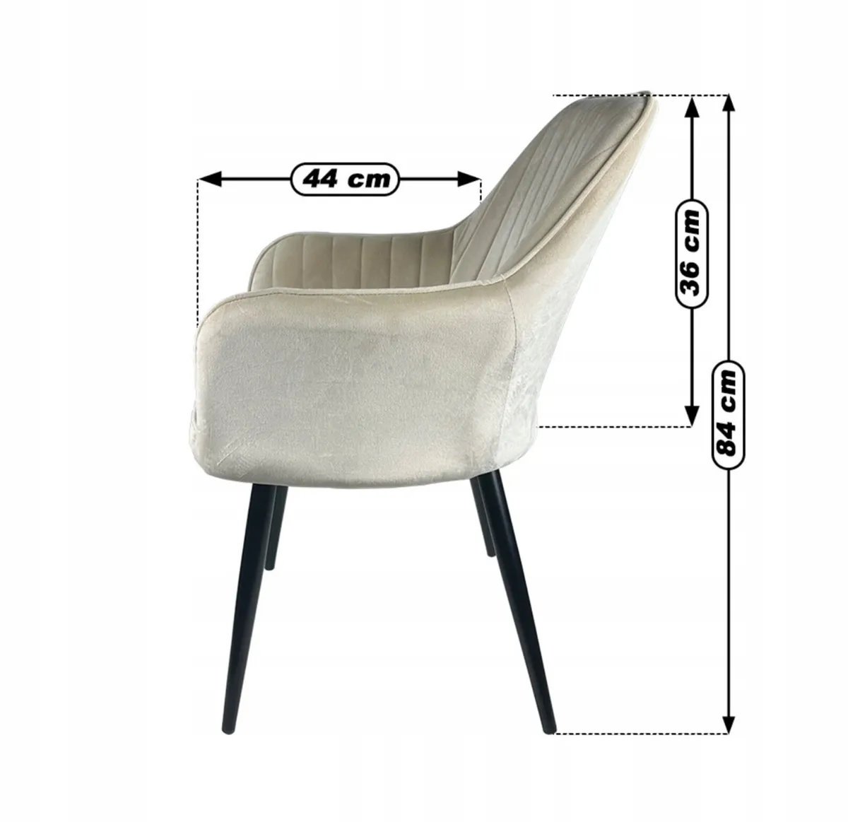 4x Upholstered Beige Velour Chairs - Image 2