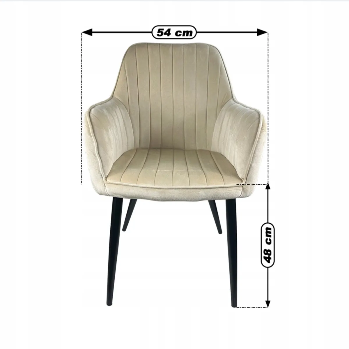 4x Upholstered Beige Velour Chairs - Image 3
