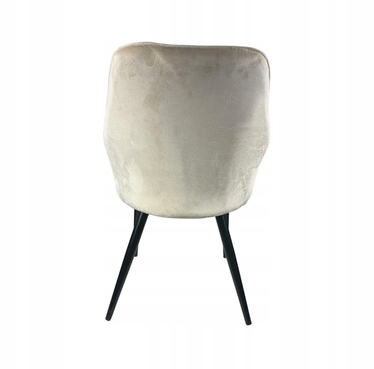 4x Upholstered Beige Velour Chairs - Image 4