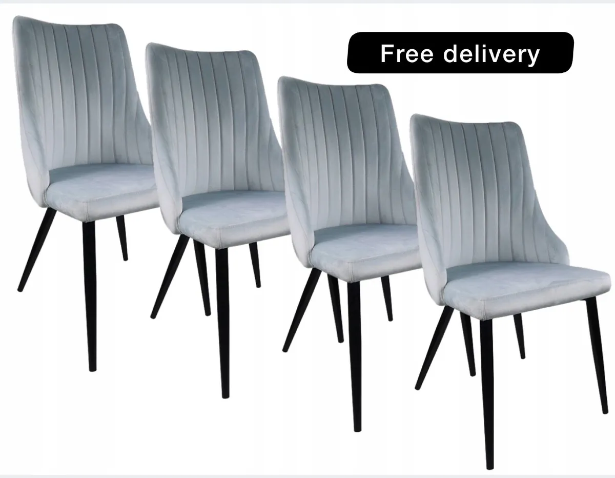 4x Upholstered  Velour Chairs - Image 1