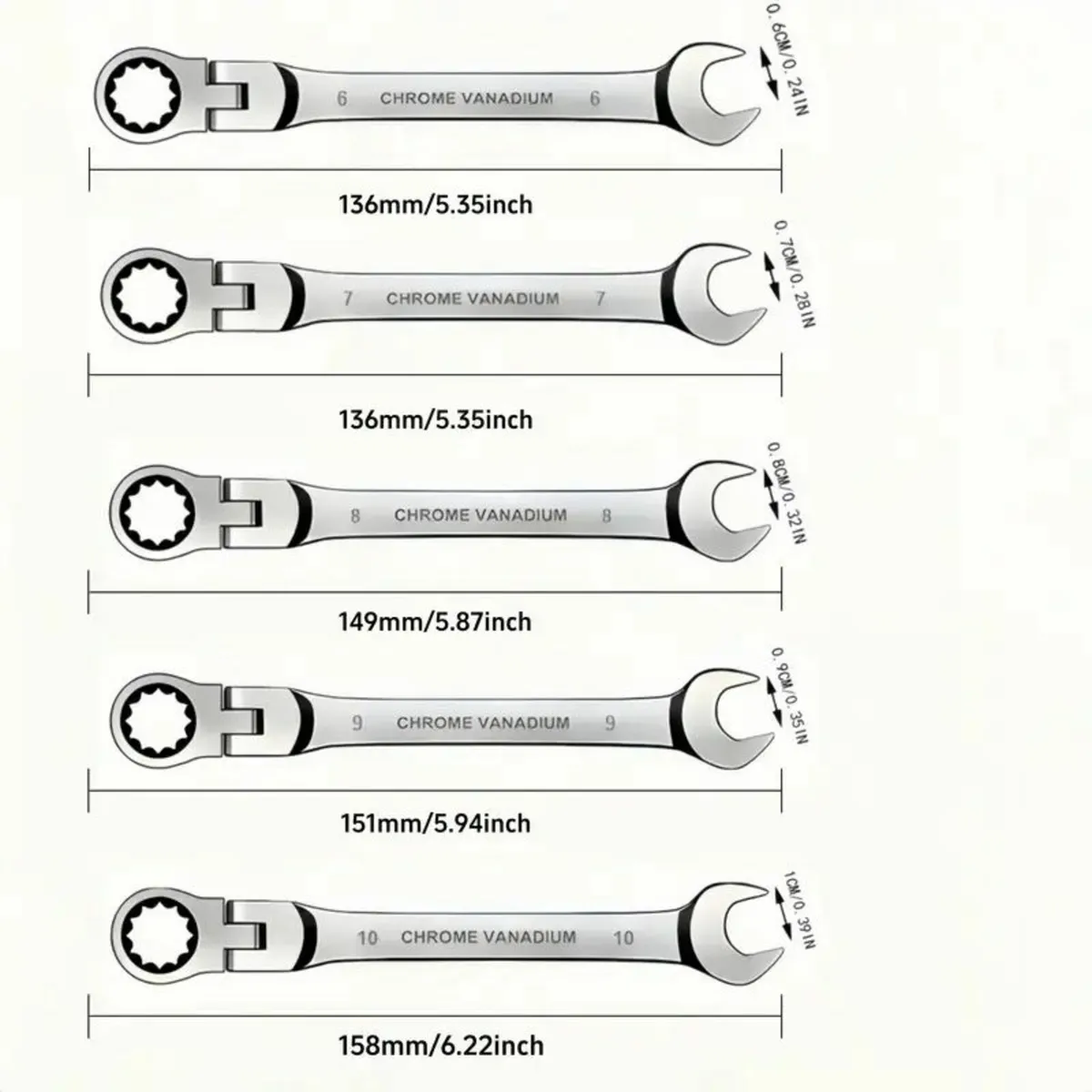 5pcs Adjustable Ratchet Wrench Set - Image 1