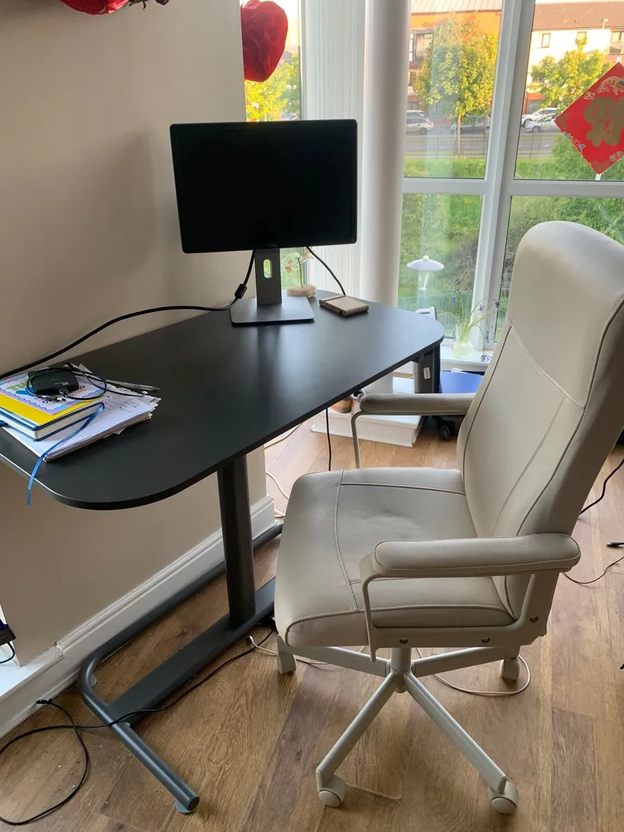 Newly purchased Adjustable table + leather chair - Image 1