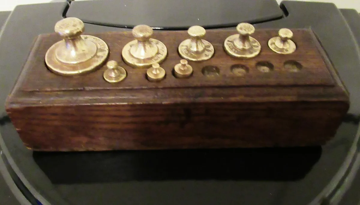 antique brass weights block hektogram decagram - Image 2