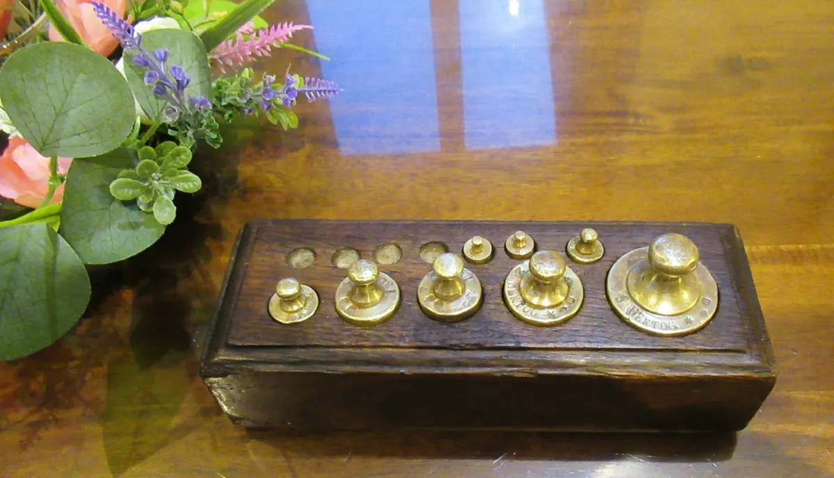 antique brass weights block hektogram decagram - Image 4