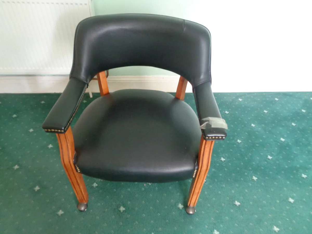 Vintage Faux Leather Arm Chair with Castors - Image 1