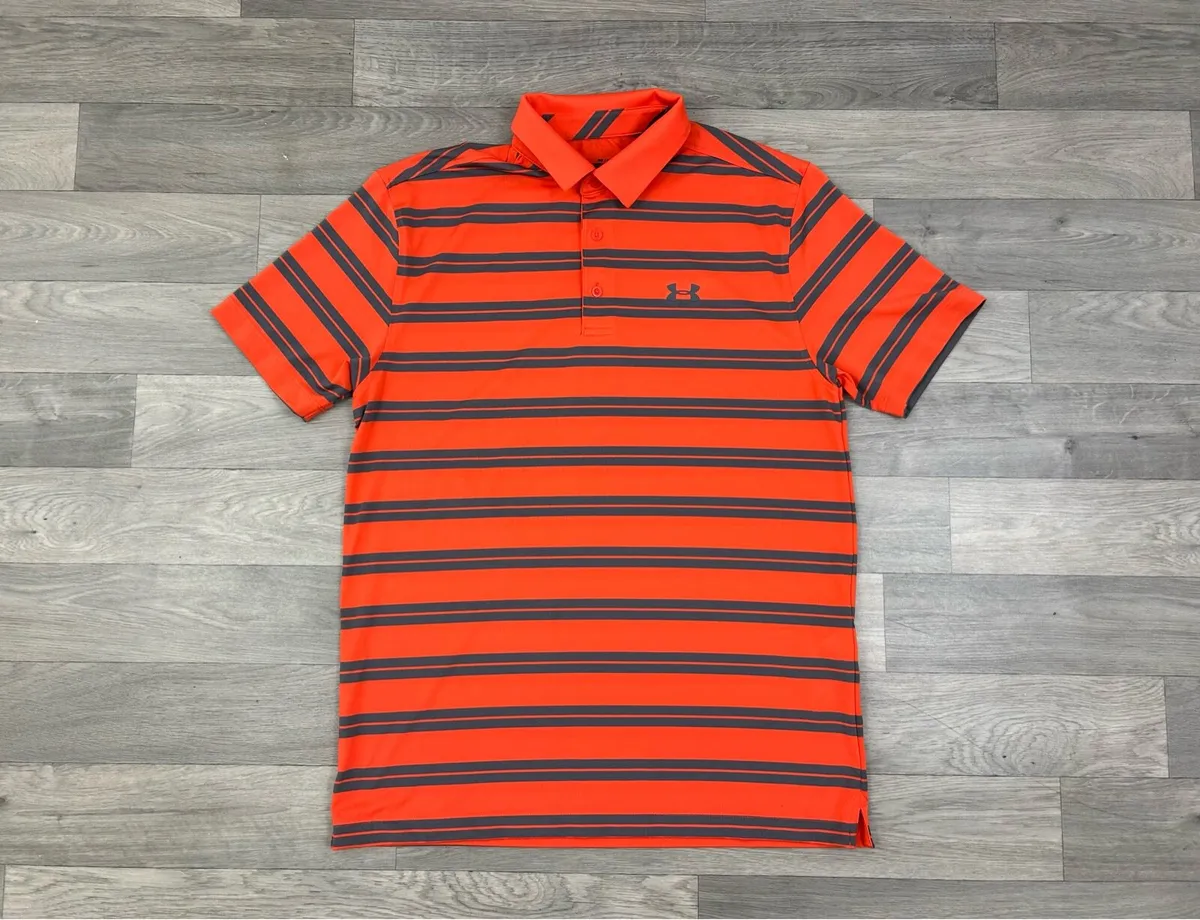 Under Armour Striped Golf Polo Shirt Mens Medium - Image 1