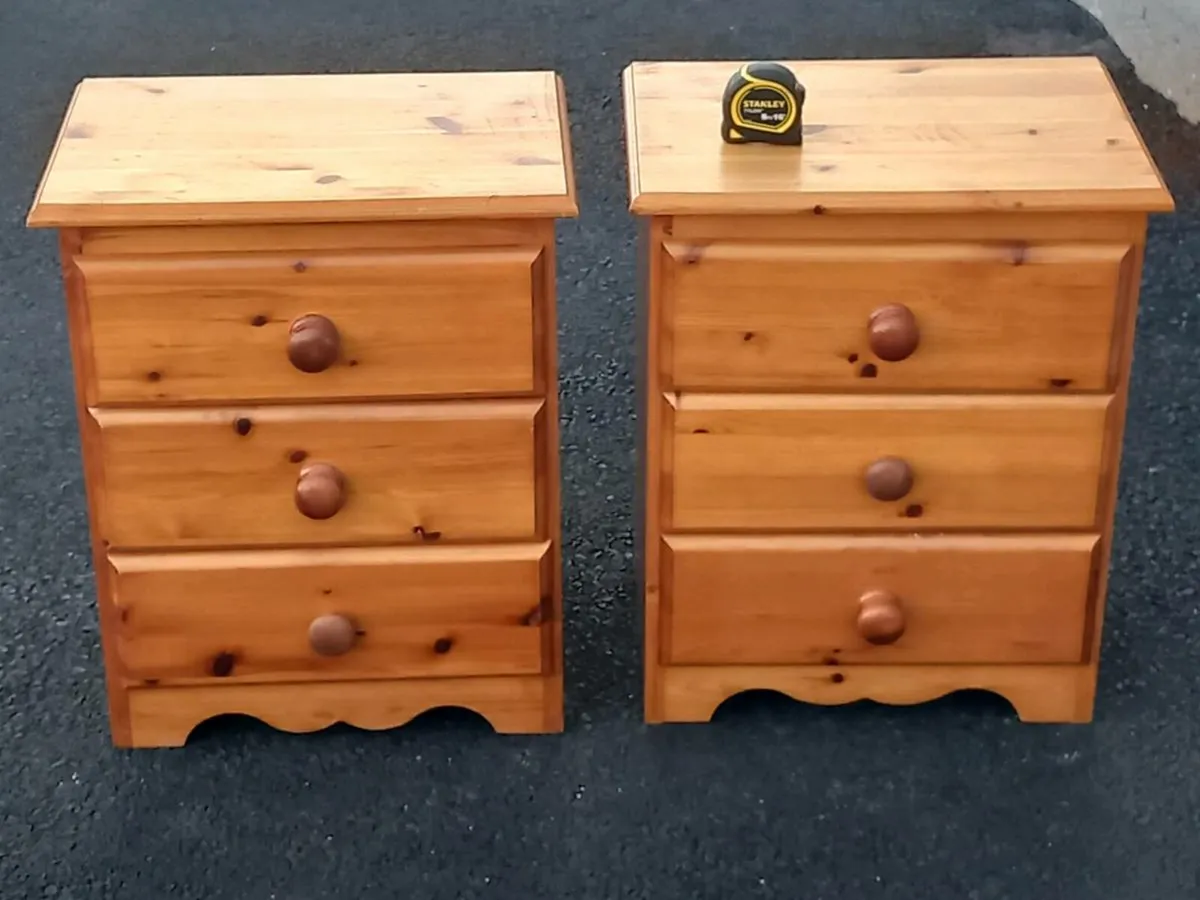 Pine bedside lockers - Image 1