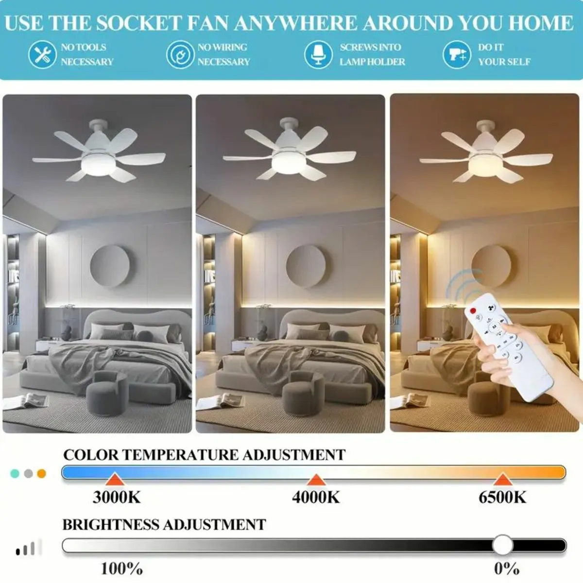 19.6-Inch Modern Smart LED Ceiling Fan with Light - Image 2