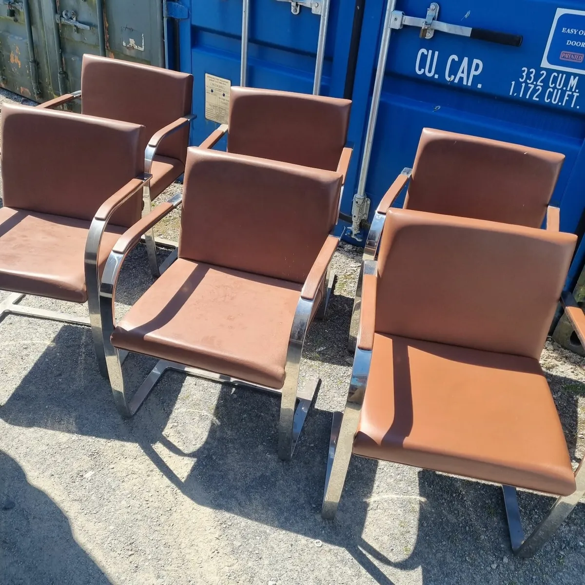 vintage leather armchairs, mies van der rhoe brno - Image 1