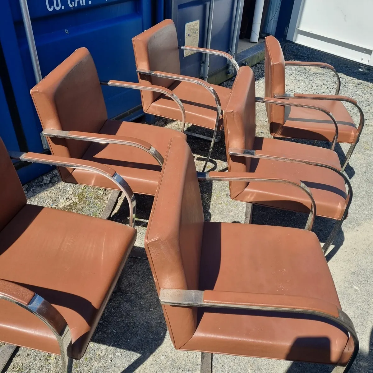 vintage leather armchairs, mies van der rhoe brno - Image 2