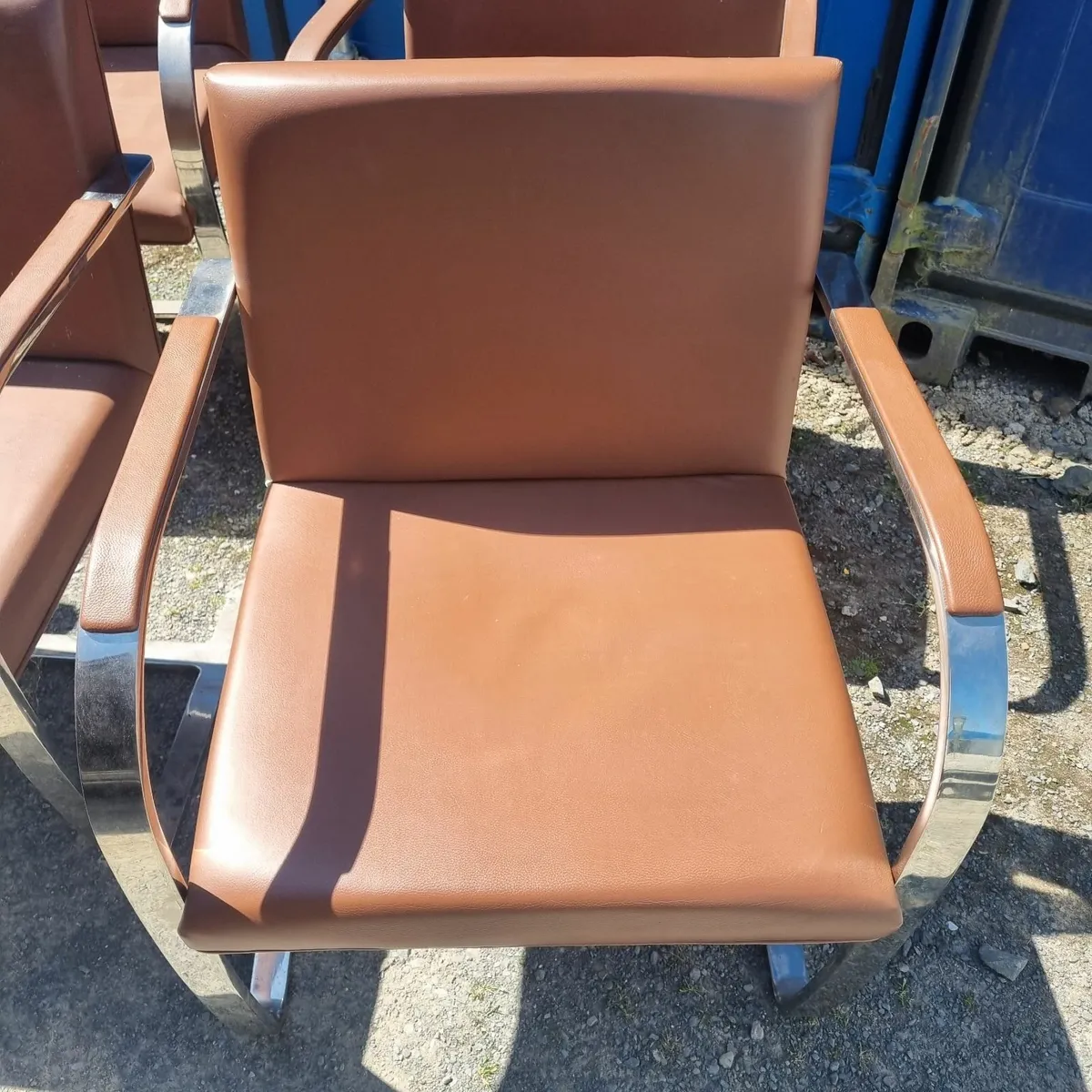vintage leather armchairs, mies van der rhoe brno - Image 3