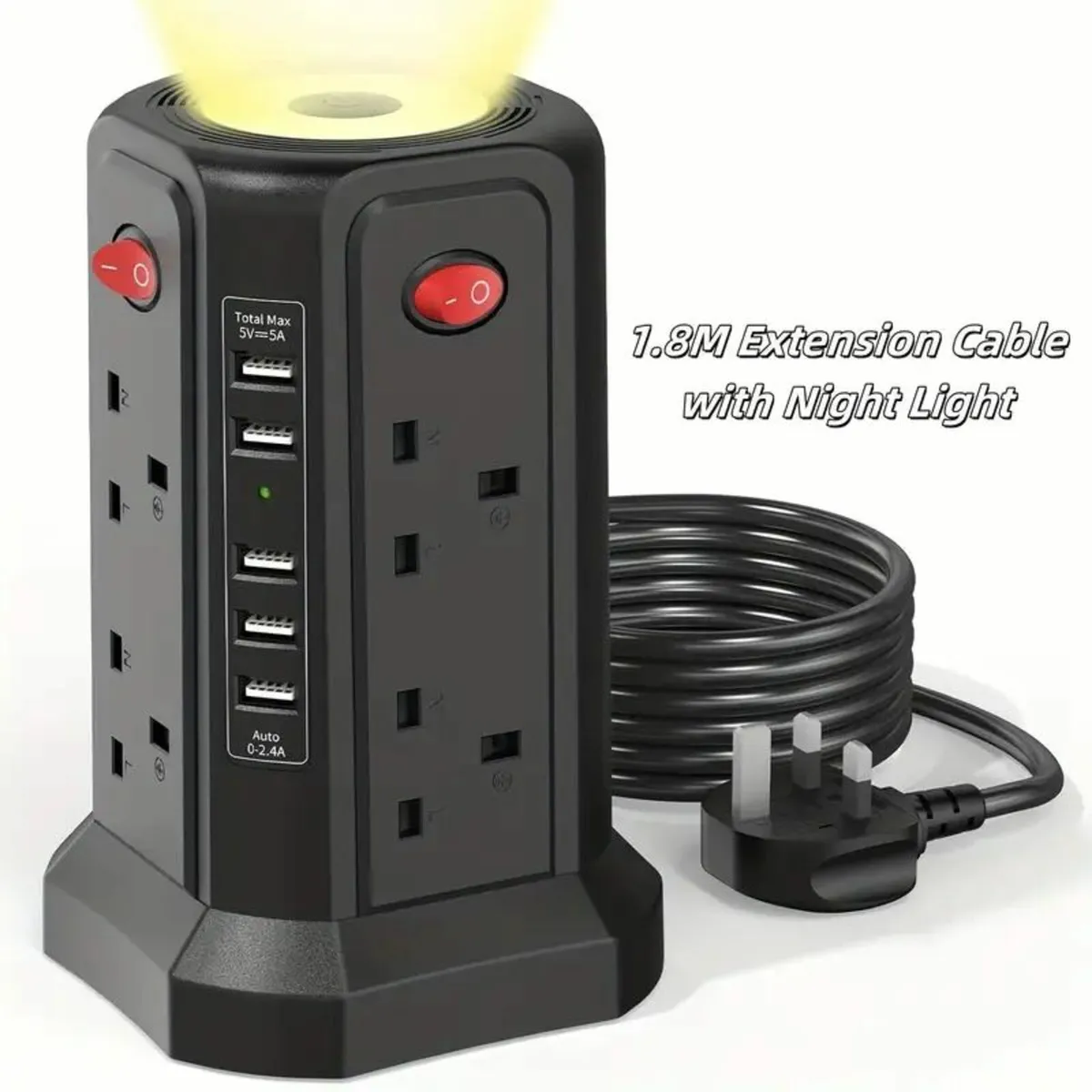 Surge Protected Extension Lead with night light - Image 1