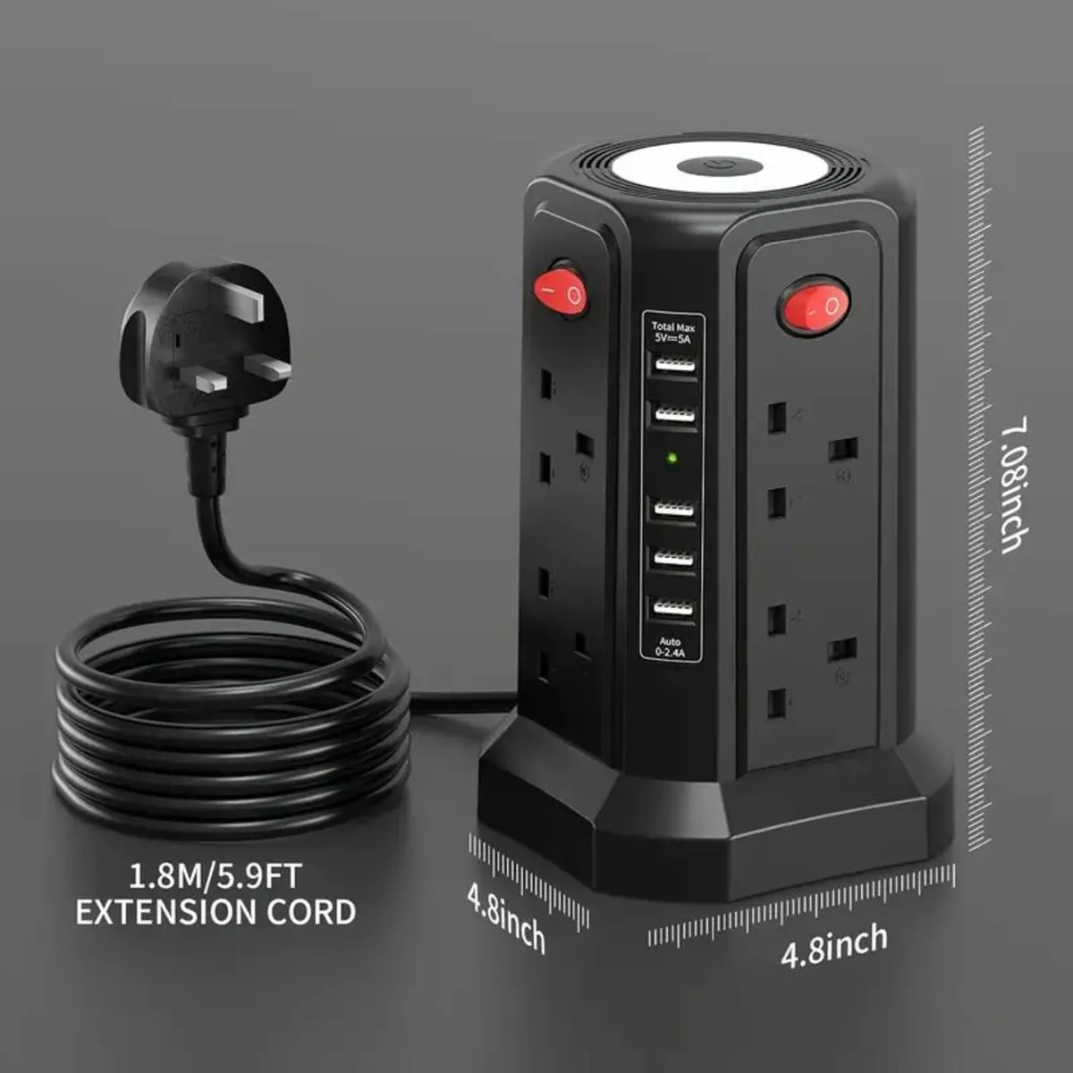 Surge Protected Extension Lead with night light - Image 2