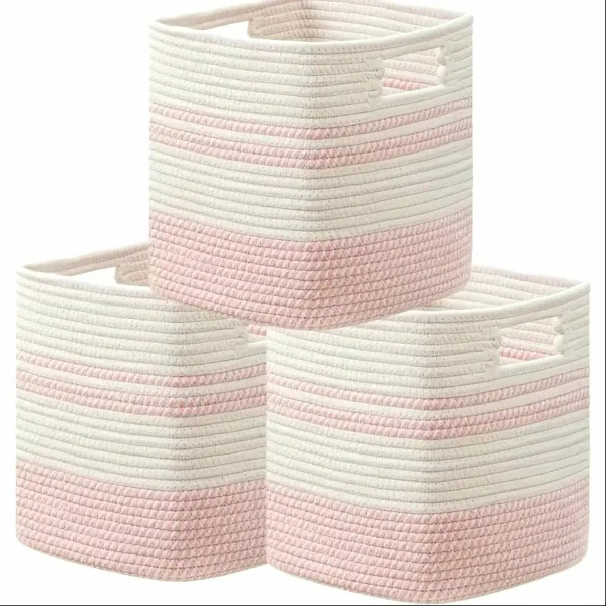 Beige Woven Storage Bins - Image 2