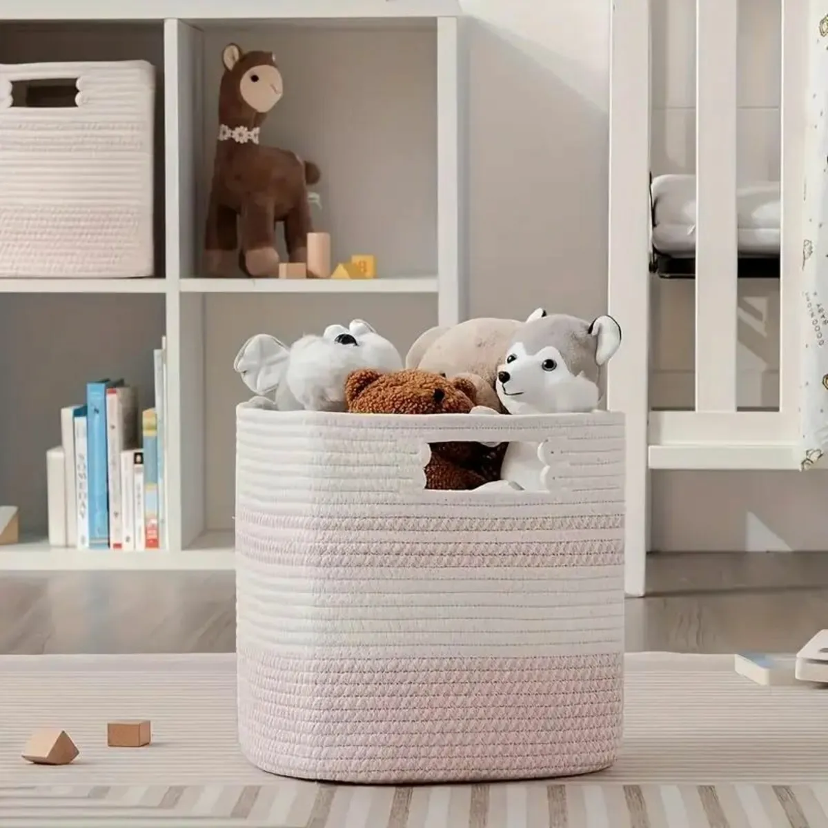 Beige Woven Storage Bins - Image 3
