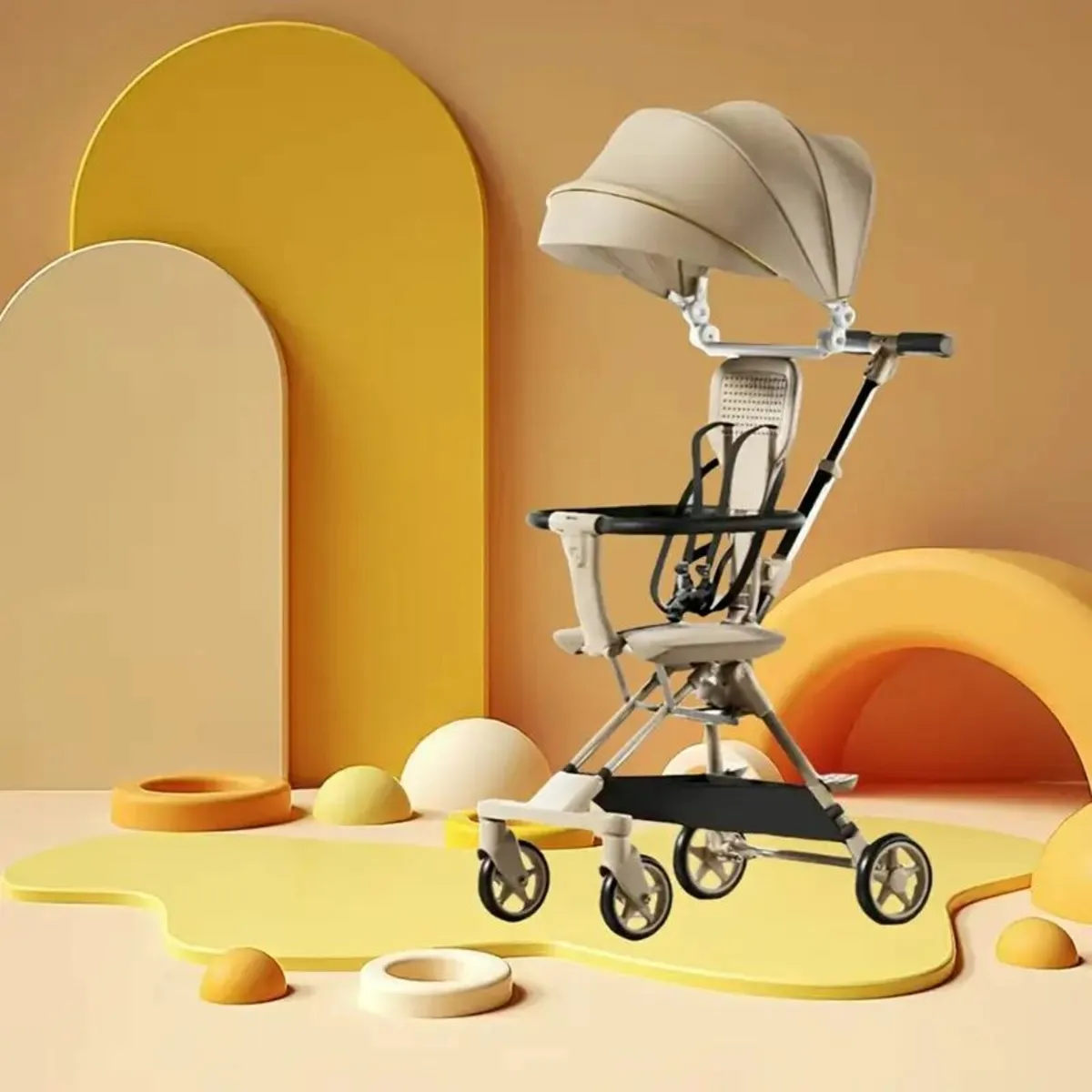 Model with Folding Stroller with Sunshade - Image 2